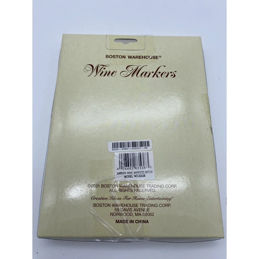 Boston Warehouse 12 WINE CHARM MARKERS‎ Gardening - NEW In Box